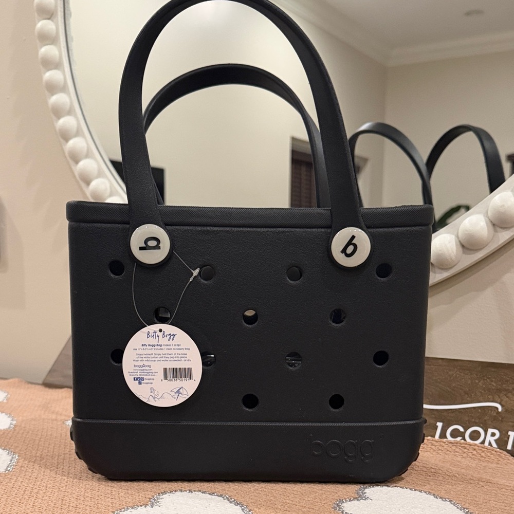 Black BOGG Mini/Small Bitty Bogg Bag / Tote Bag with extra insert